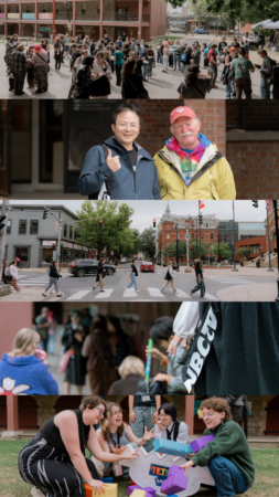 Slides of college students at orientation in New Brunswick, Canada.