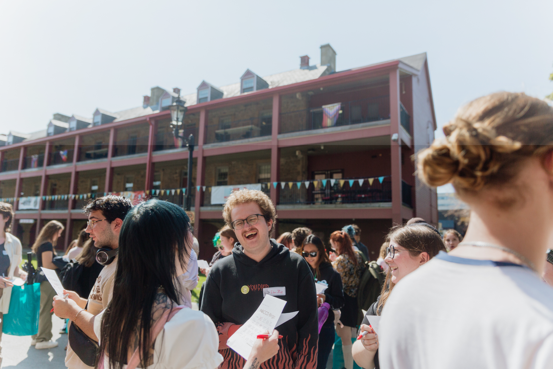 A group of students gather at the New Brunswick College of Craft and Design campus to chat and receive instructions at the Open House.